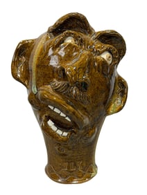 Signed Terry King Folk Art Pottery Head