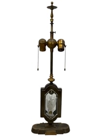 Antique Art Deco Lamp w/ Czech Crystal Ladies