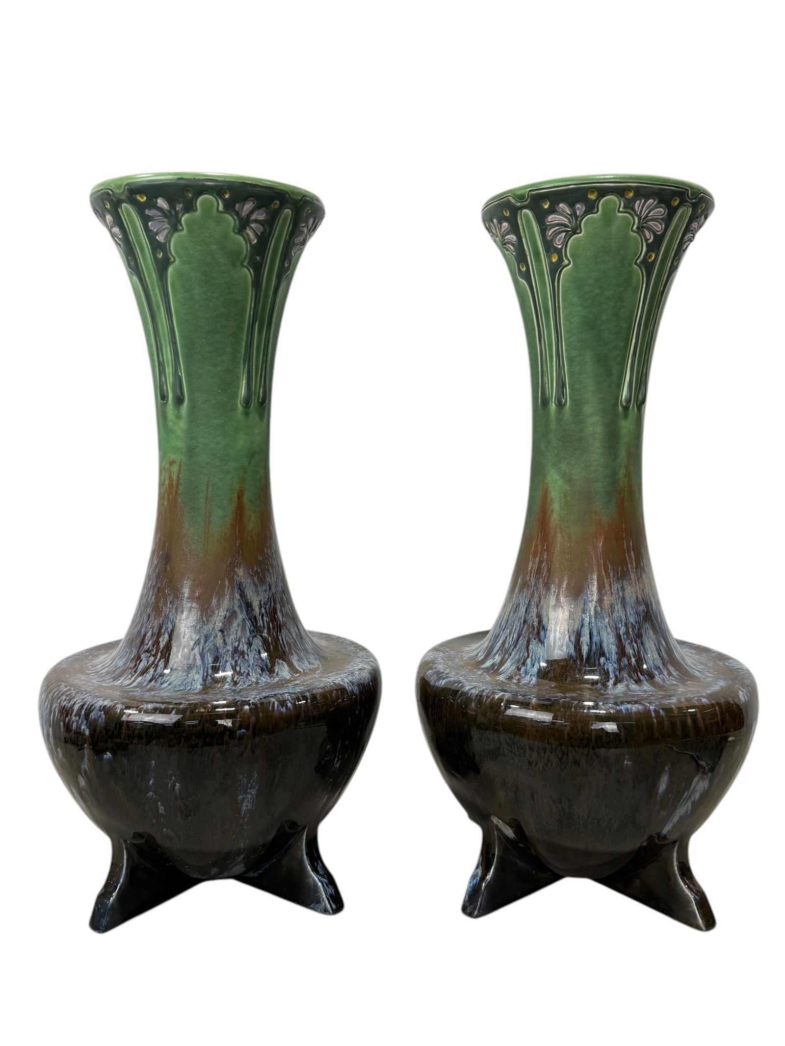Pair of Ca. 1900 French Art Pottery Vases (1 of 8)