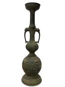 19th C. Cast Bronze Meiji Lampbase