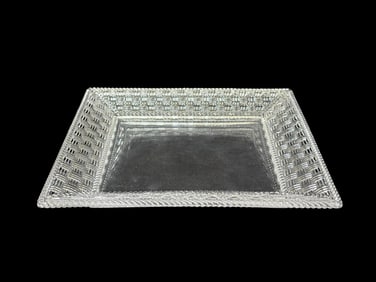 Tiffany & Co. Woven Pattern Glass Tray w/ Orig. Box