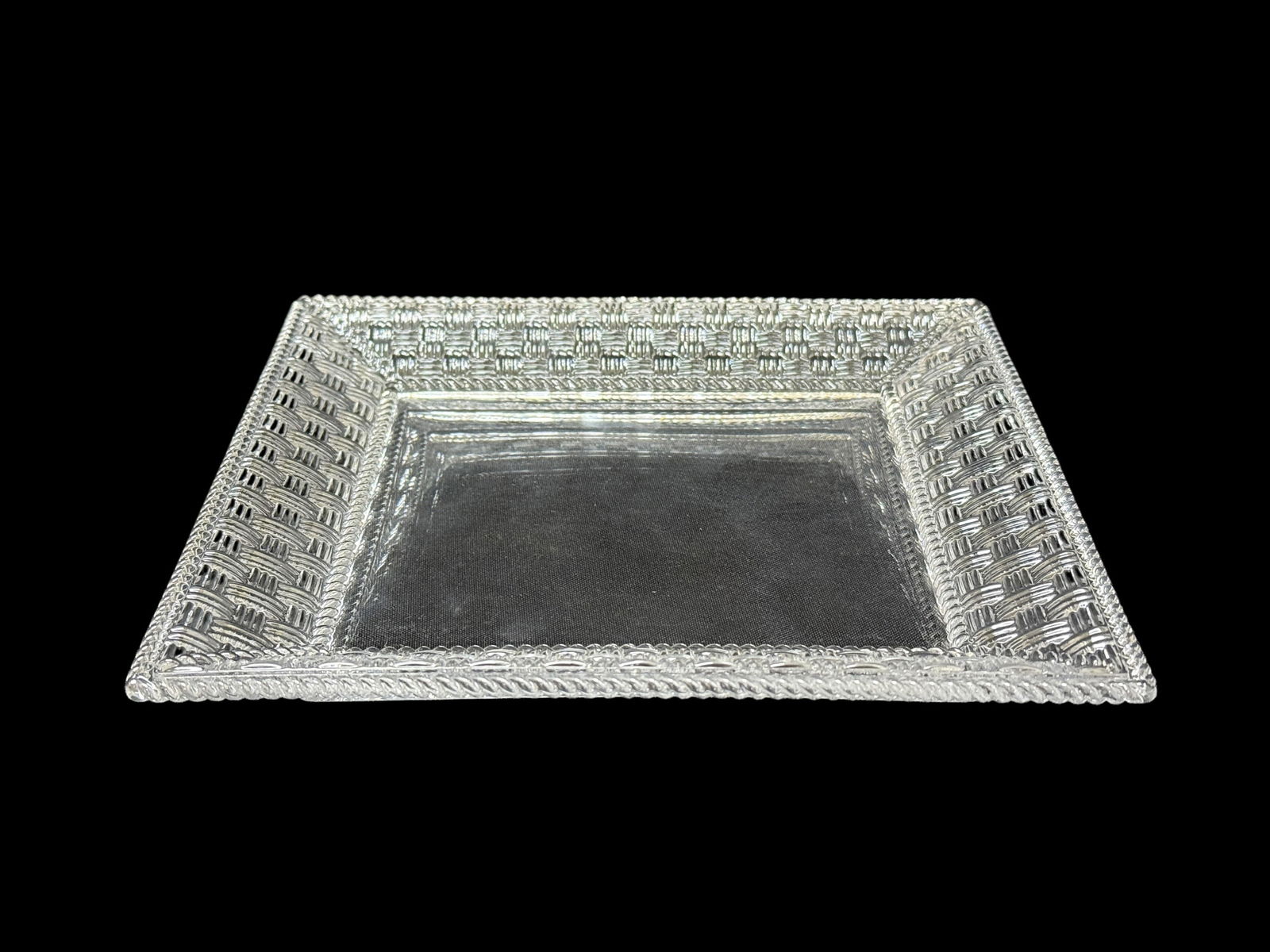 Tiffany & Co. Woven Pattern Glass Tray w/ Orig. Box (1 of 4)