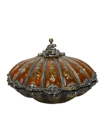 Sterling Silver Enameled Vermeil Clam Jewelry Box w/ Gems
