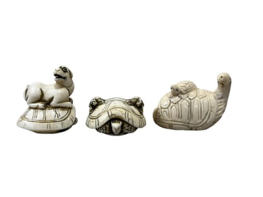 Group of 3 Asian Carved Bone Netsukes