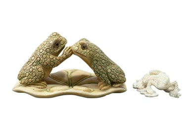 Group of 2 Asian Carved Bone Netsukes