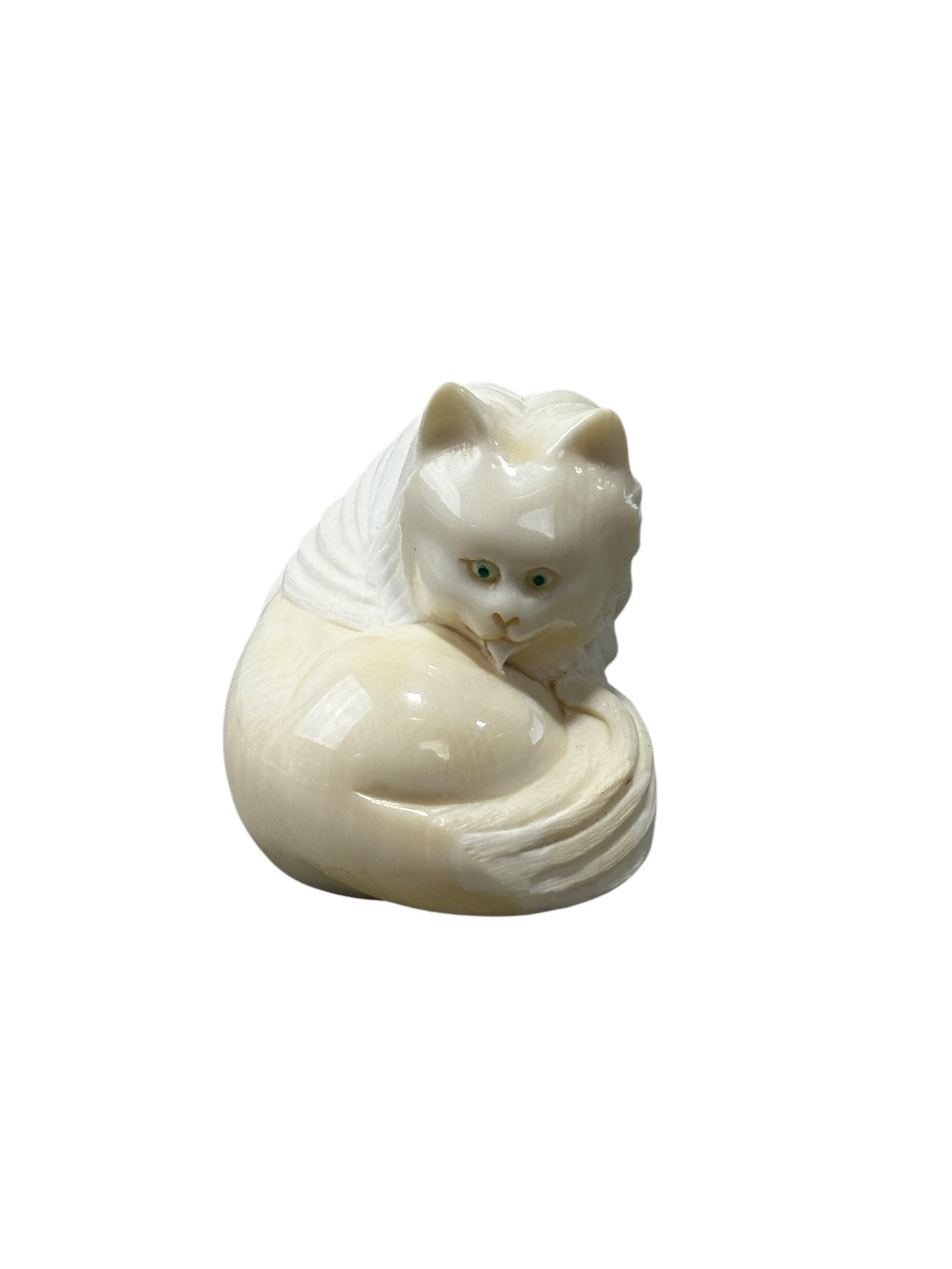 Asian Carved Bone Cat: Asian Carved Bone Cat.