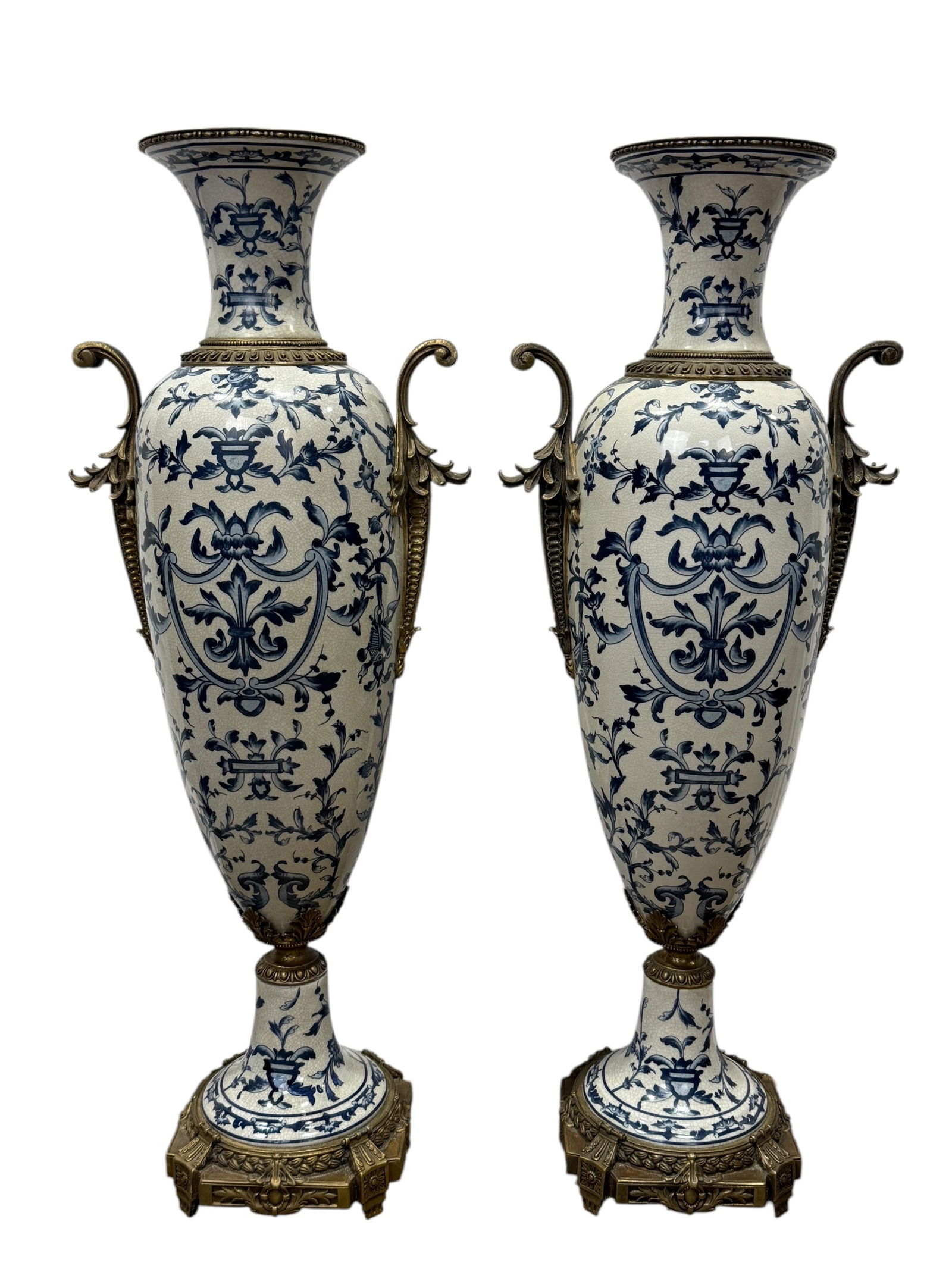 Pair of Large Bronze Ormolu Mounted Porcelain Floor Vases (1 of 9)
