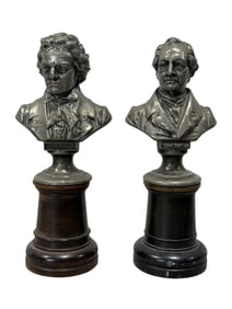 Pair of Silverplate Bust of Beethoven & Goethe