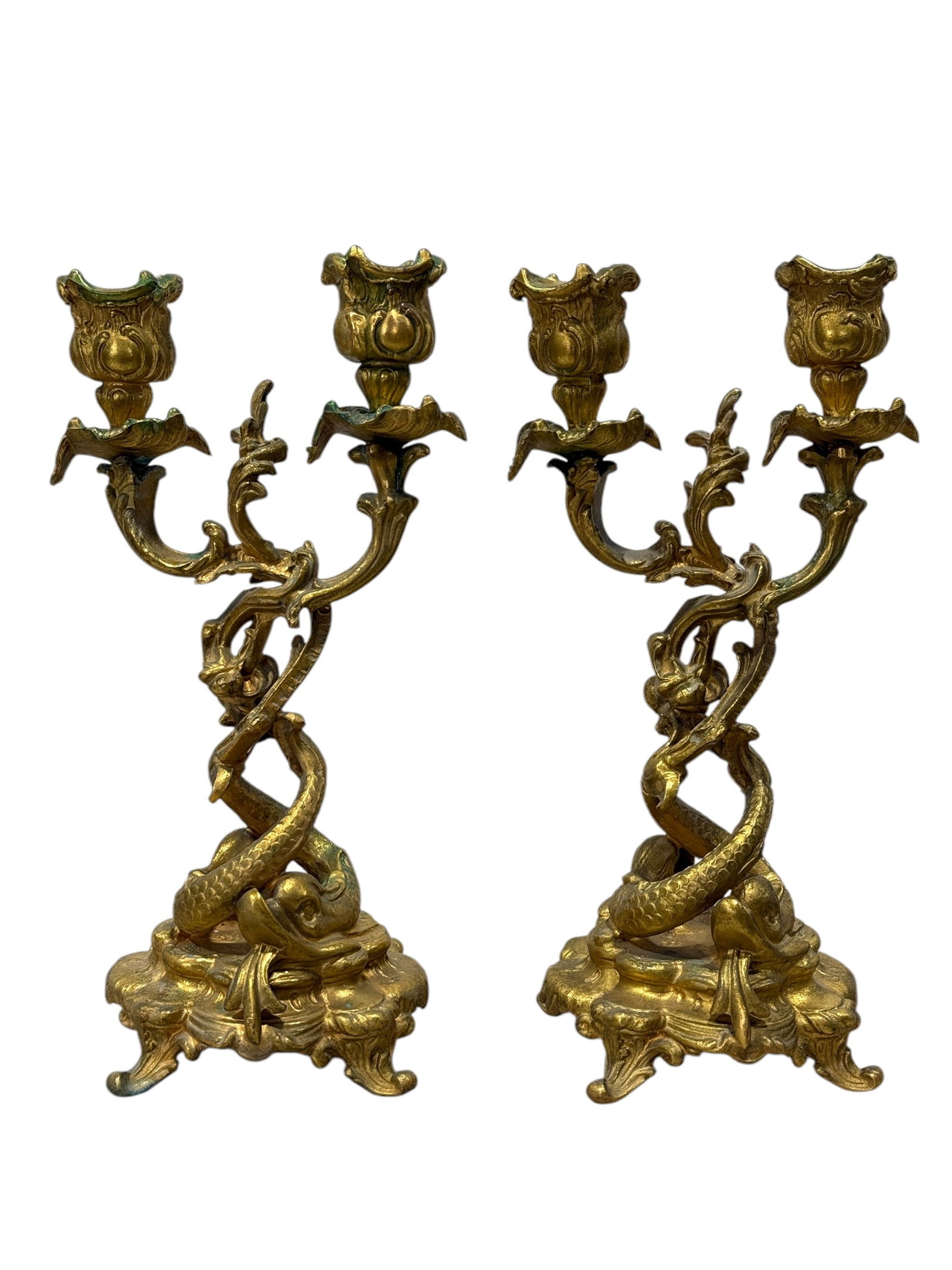 Pair of Early 19th C. Italian Bronze Candelabras (1 of 8)