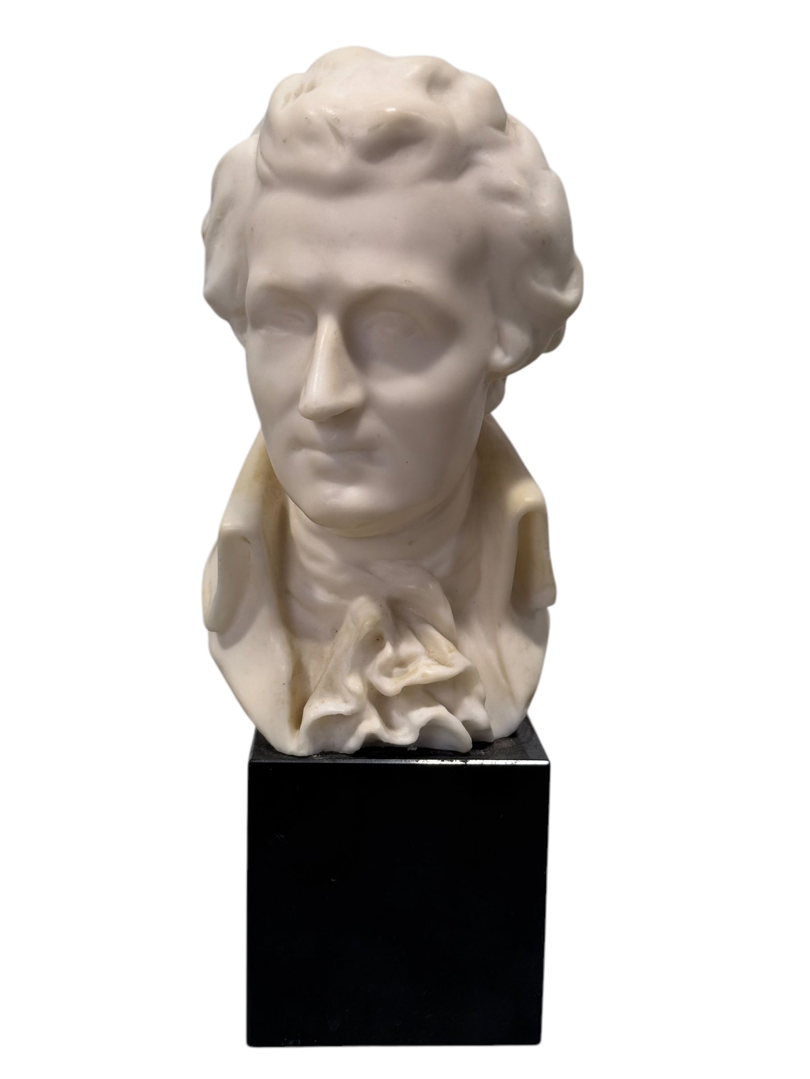 Mozart Carved Stone Bust: Mozart Carved Stone Bust. Signed Made in France. Measures 9.5" Tall.