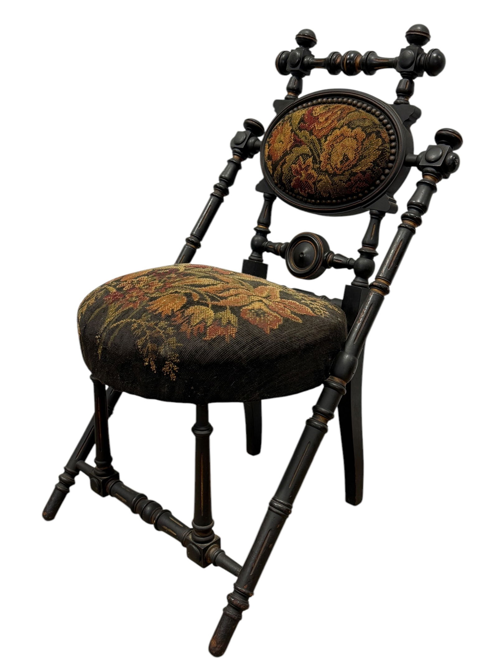 19th C. George Hunzinger Ebonized Needle Point Side Chair (1 of 9)