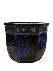 Large Blue Terracotta Flower Pot