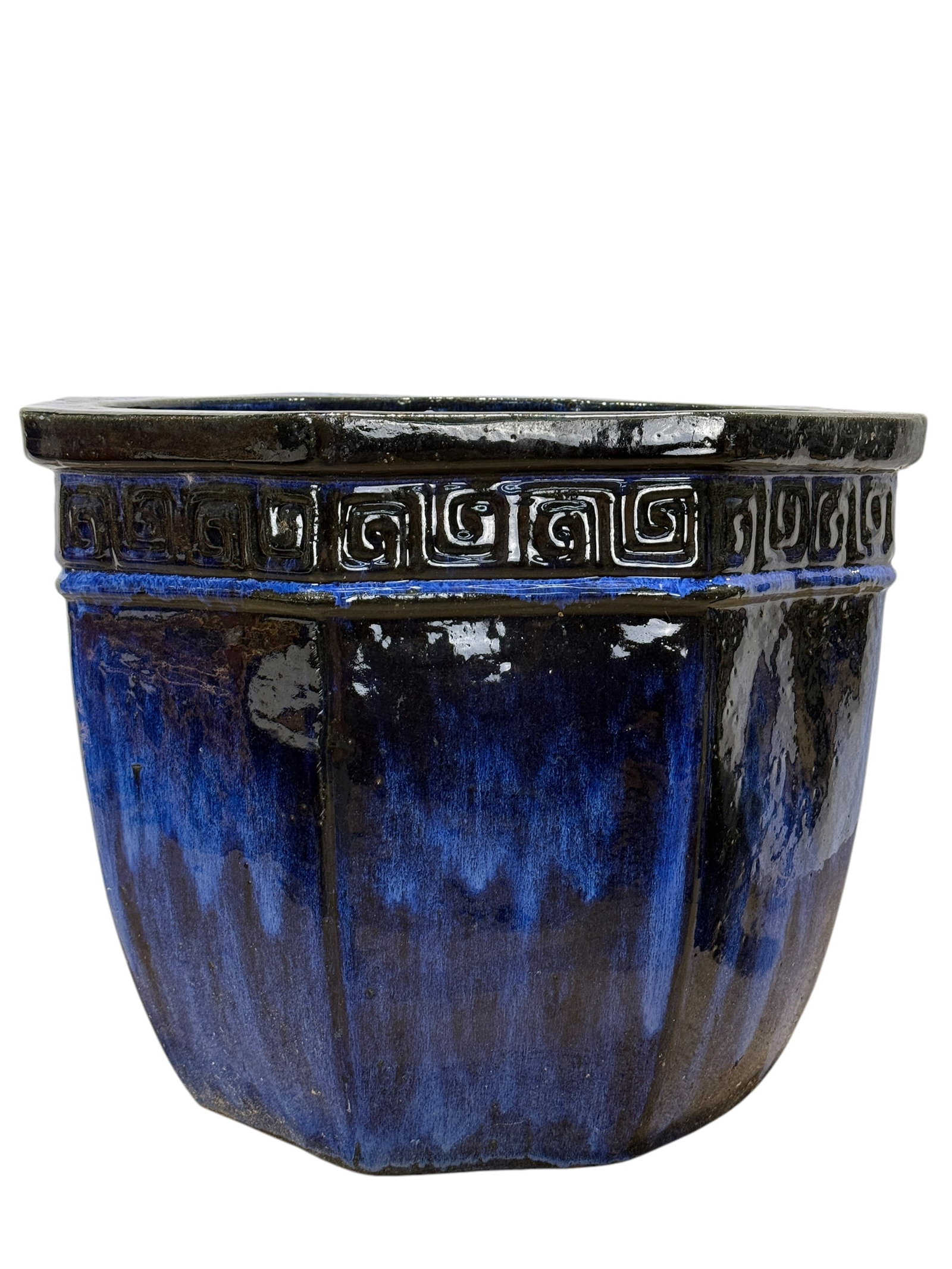 Large Blue Terracotta Flower Pot (1 of 4)