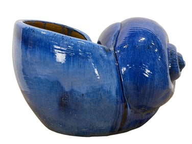 Large Blue Terracotta Seashell Flower Pot