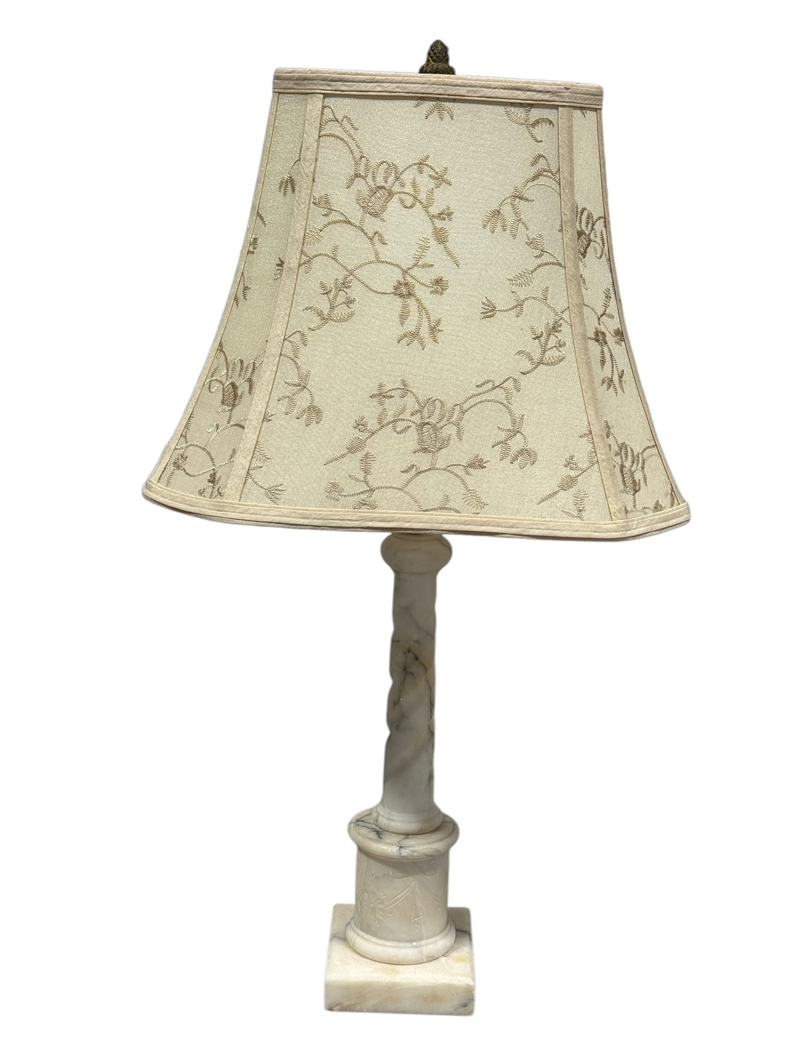 Vintage Alabster Base Table Lamp: Vintage Alabster Base Table Lamp. Measures 25.5" H.
