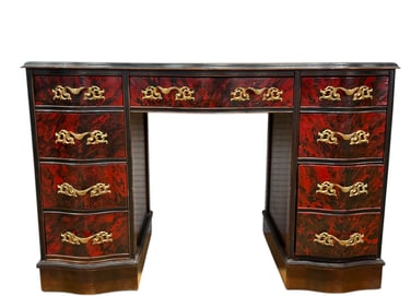 Taylor-Made George III Style Red Japanned Kneehole Desk