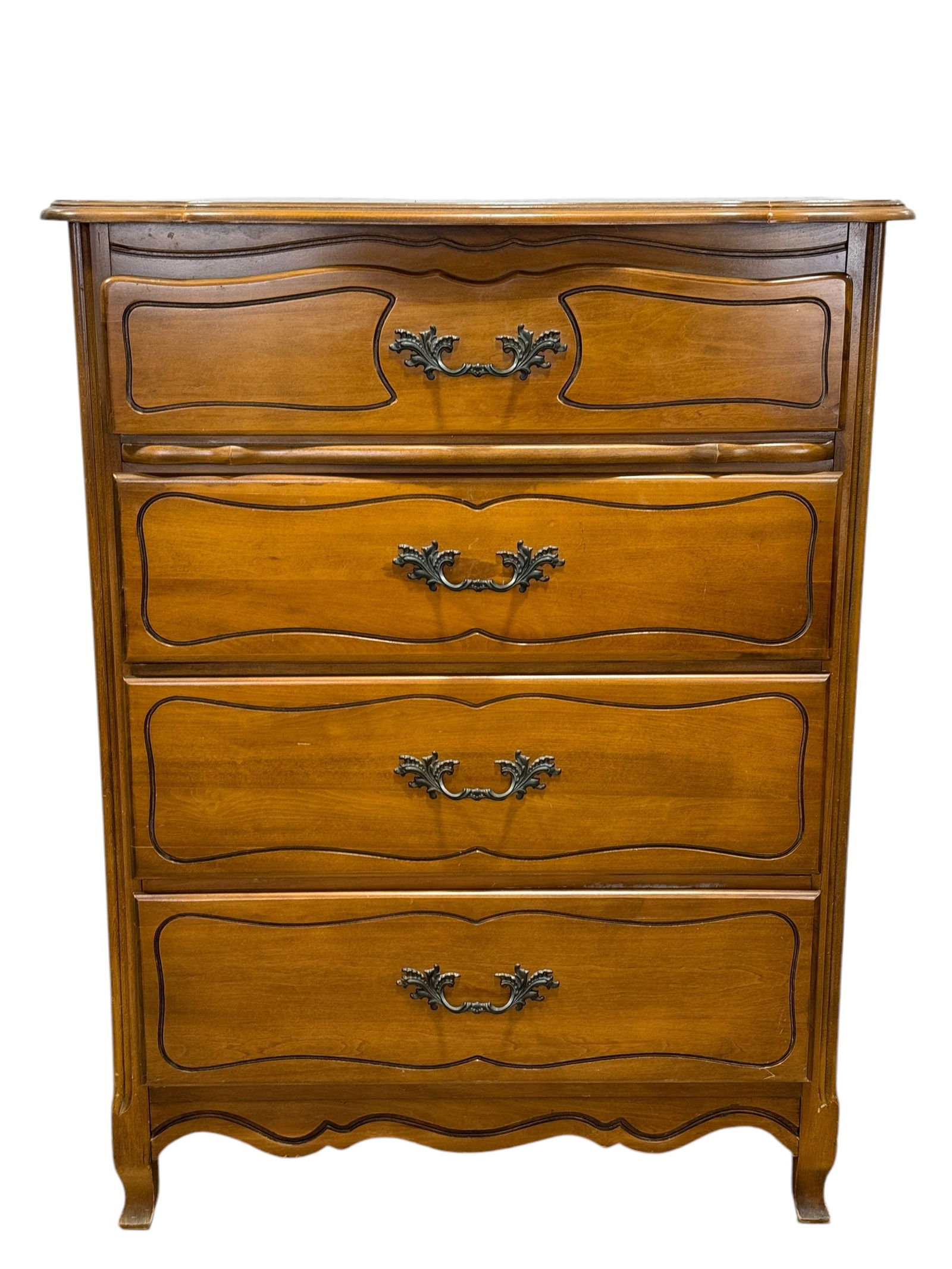 Vintage French Provincial Style Cherry 4 Drawer Chest (1 of 7)