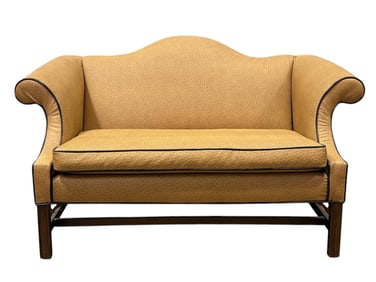 Chippendale Style Ostrich Leather Settee