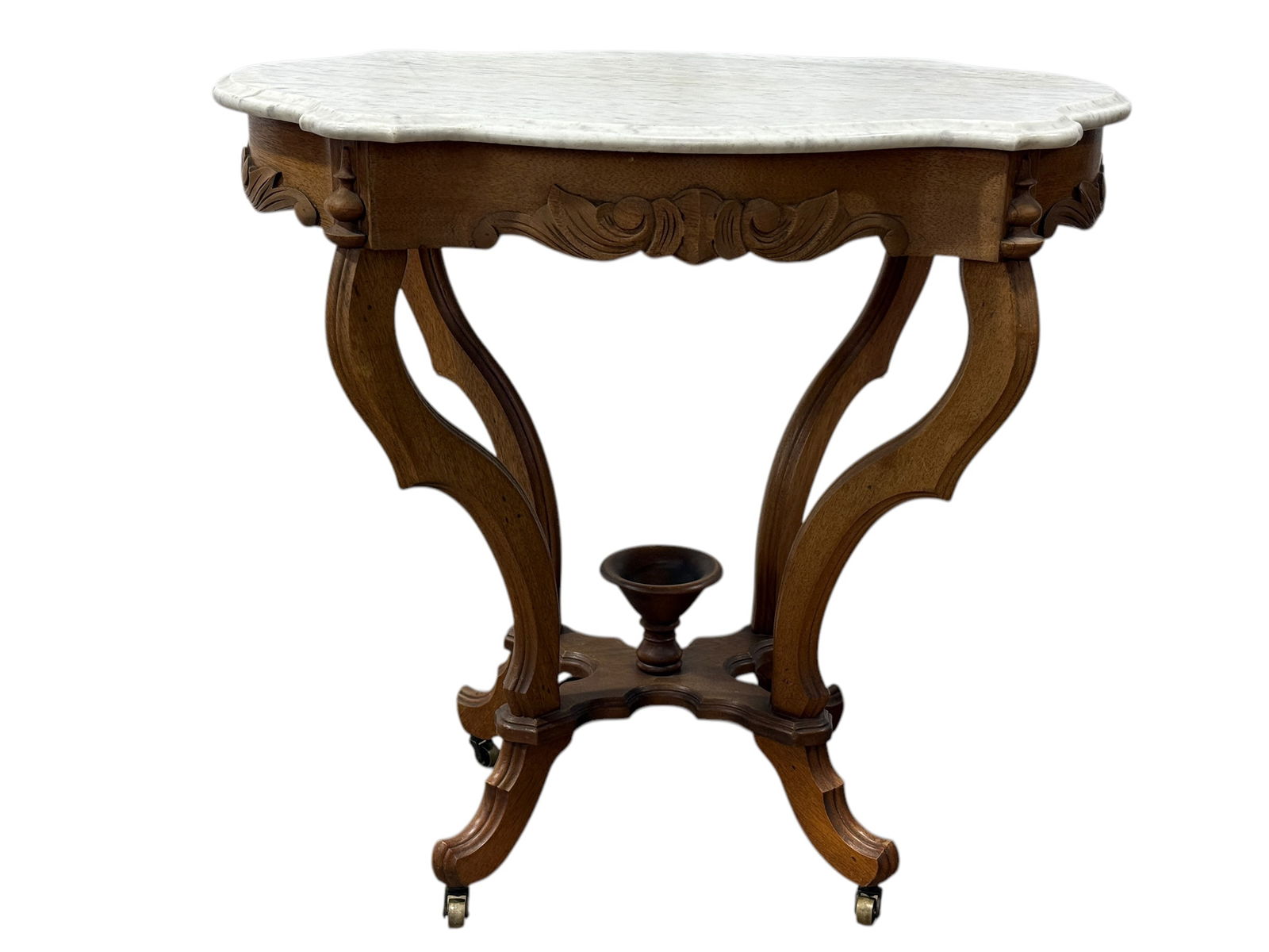 Walnut Victorian Turtle Marble Top Parlor Table (1 of 7)