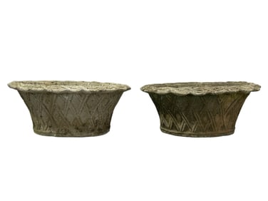 Pair of Concrete Garden Flower Pots