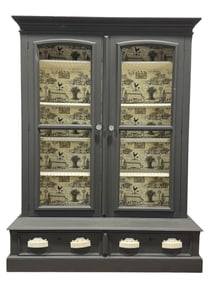 Painted 19th C. Display Cabinet w/ 2 Drawers