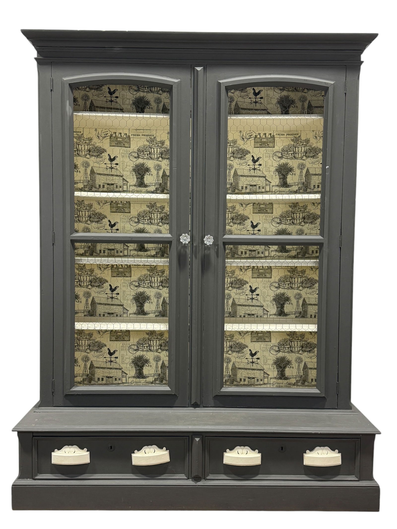 Painted 19th C. Display Cabinet w/ 2 Drawers (1 of 5)