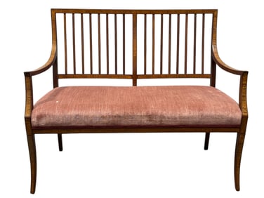 Antique Walnut Double Band Inlay Settee