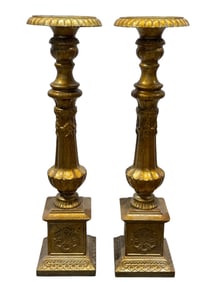 Pair of Gold Gilt Cast Iron Prikets