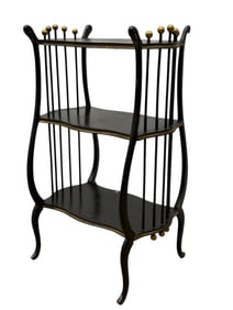 Antique Ebonized & Gilt 3 Tier Shelf