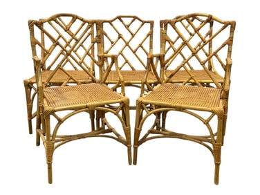 Set of 5 Dalvera Italian Rattan & Cane Dining Chairs