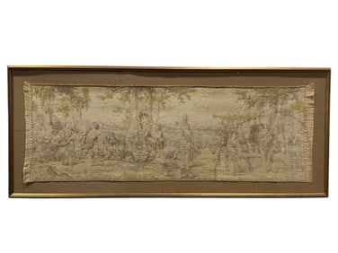 Framed 19th C. Tapestry Depicting Middle Eastern Market