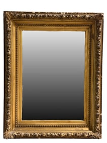Large 19th C. French Empire Gold Gilt Wood Framed Mirror