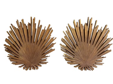 Pair of Gilt Composite Sunburst Wall Décor Pieces