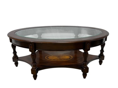 Glass Top Coffee Table w/ Inlay