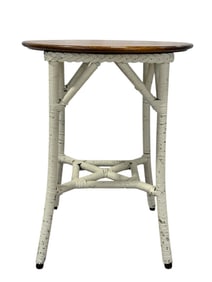 Vintage Wicker Side Table w/ Wood Top