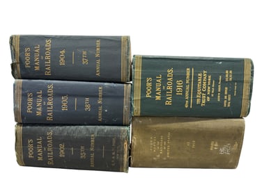 Group of 5 Poor's Manual of Railroads Books