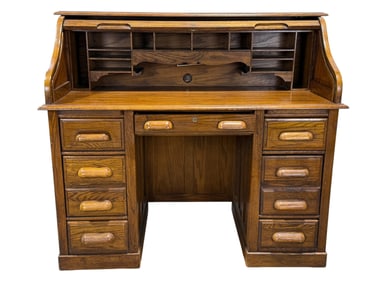 Vintage Oak Roll Top Desk
