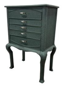 Painted Wicker 5 Drawer Chest on Legs