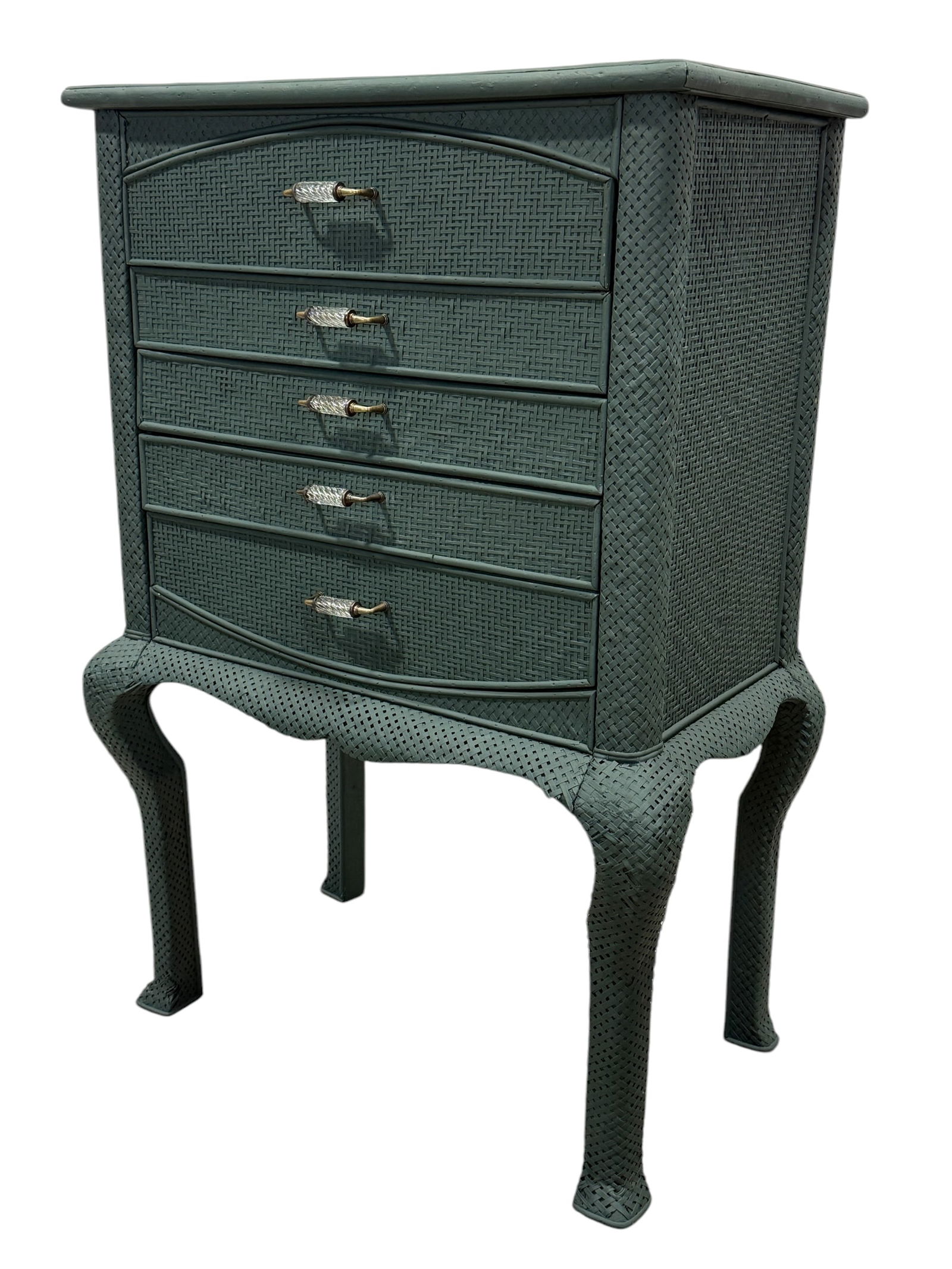Painted Wicker 5 Drawer Chest on Legs (1 of 5)