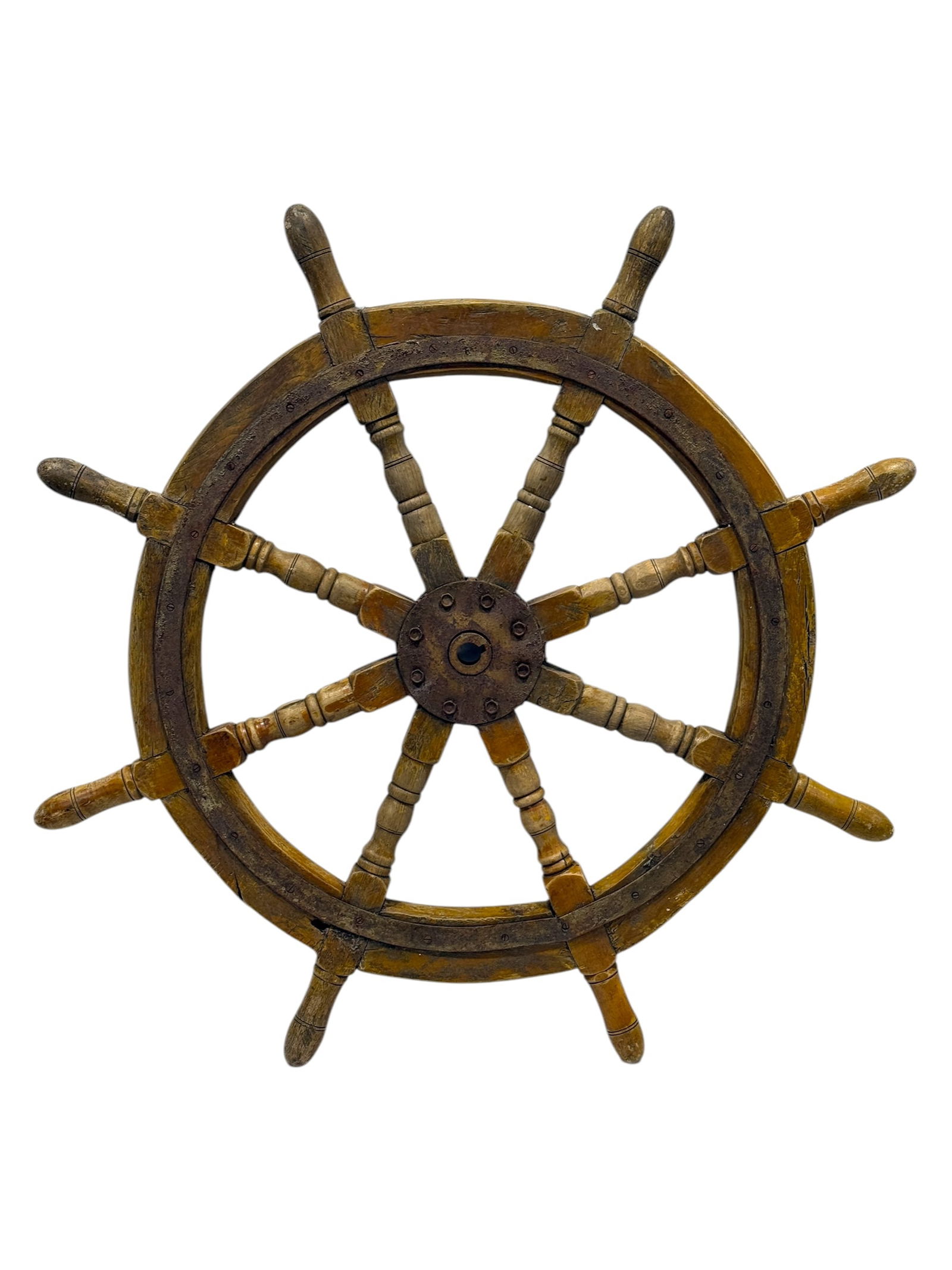 Antique 8 Spoke Oak Ship's Wheel (1 of 8)