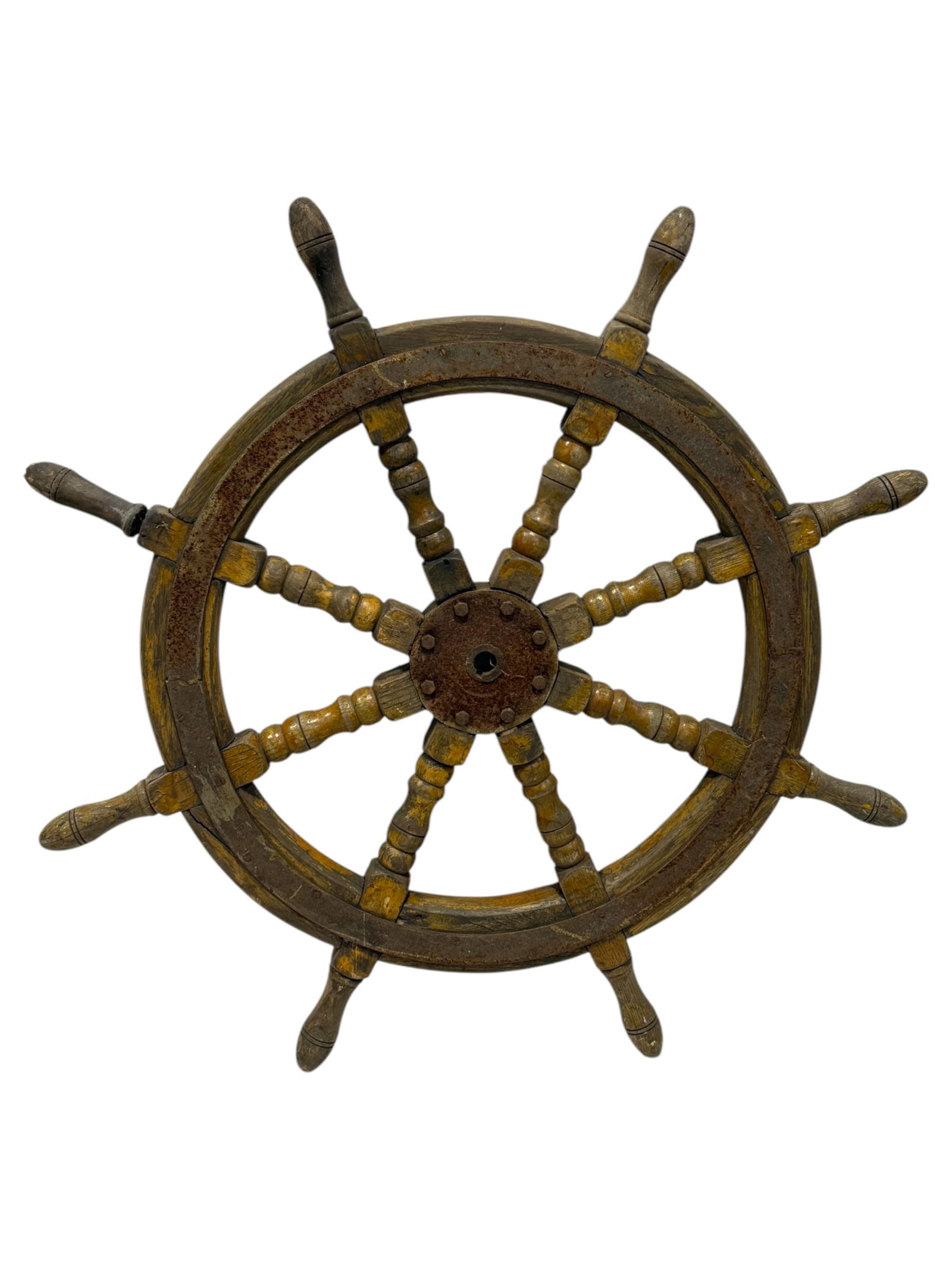Antique 8 Spoke Oak Ship's Wheel (1 of 10)