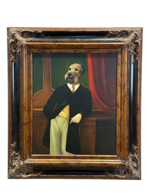 Signed B. Vouman 20th C. Oil on Canvas "Dapper Dog" Painting