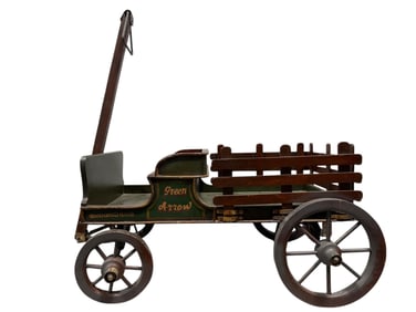 Antique Green Arrow Wooden Wagon