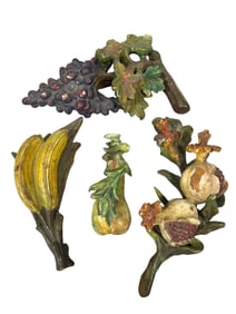 Group of 4 Early 20th C. Italian Carved Painted Wood Fruit