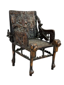 Antique Mini Grand Tour Bronze Egyptian King Tut Chair