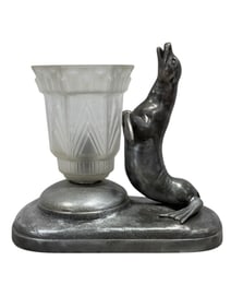Metal Art Deco Seal Lamp Attr. To Louis Albert Carvin