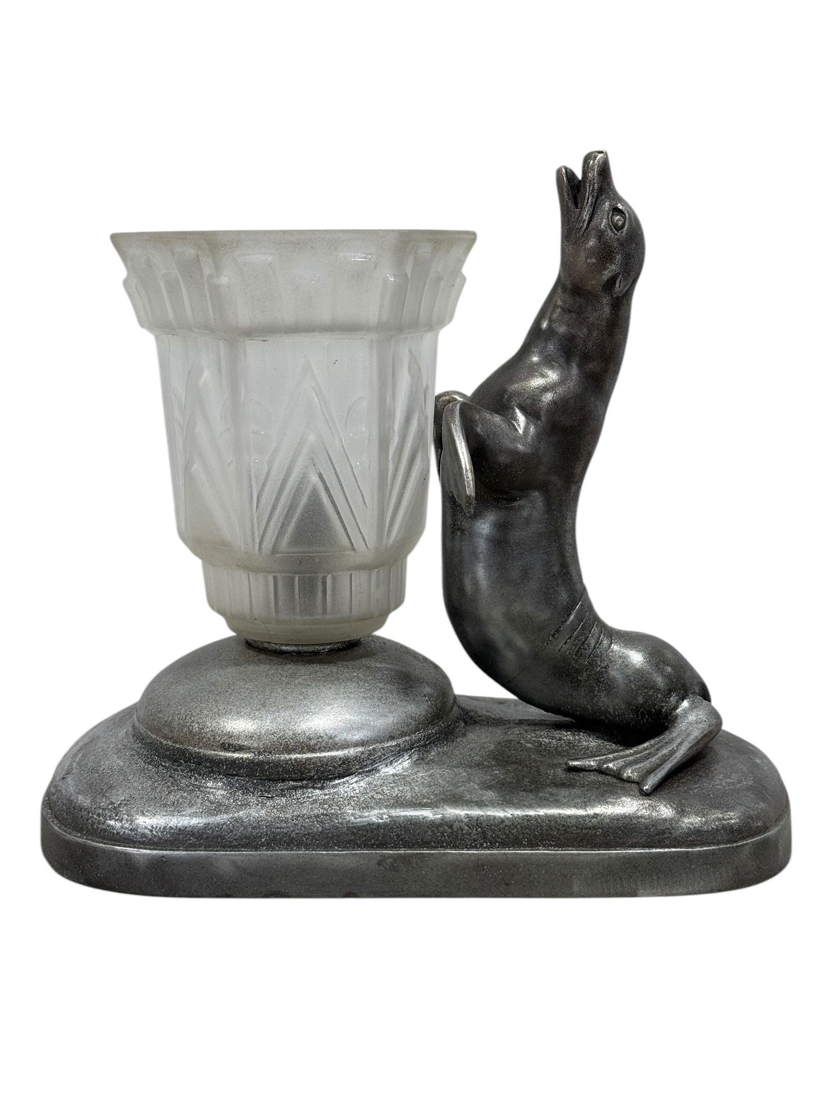 Metal Art Deco Seal Lamp Attr. To Louis Albert Carvin (1 of 6)