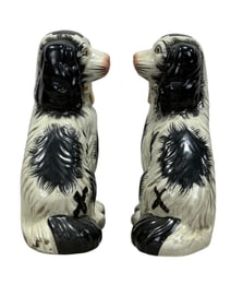 Pair of 1920s Staffordshire Spaniel Dog Figures