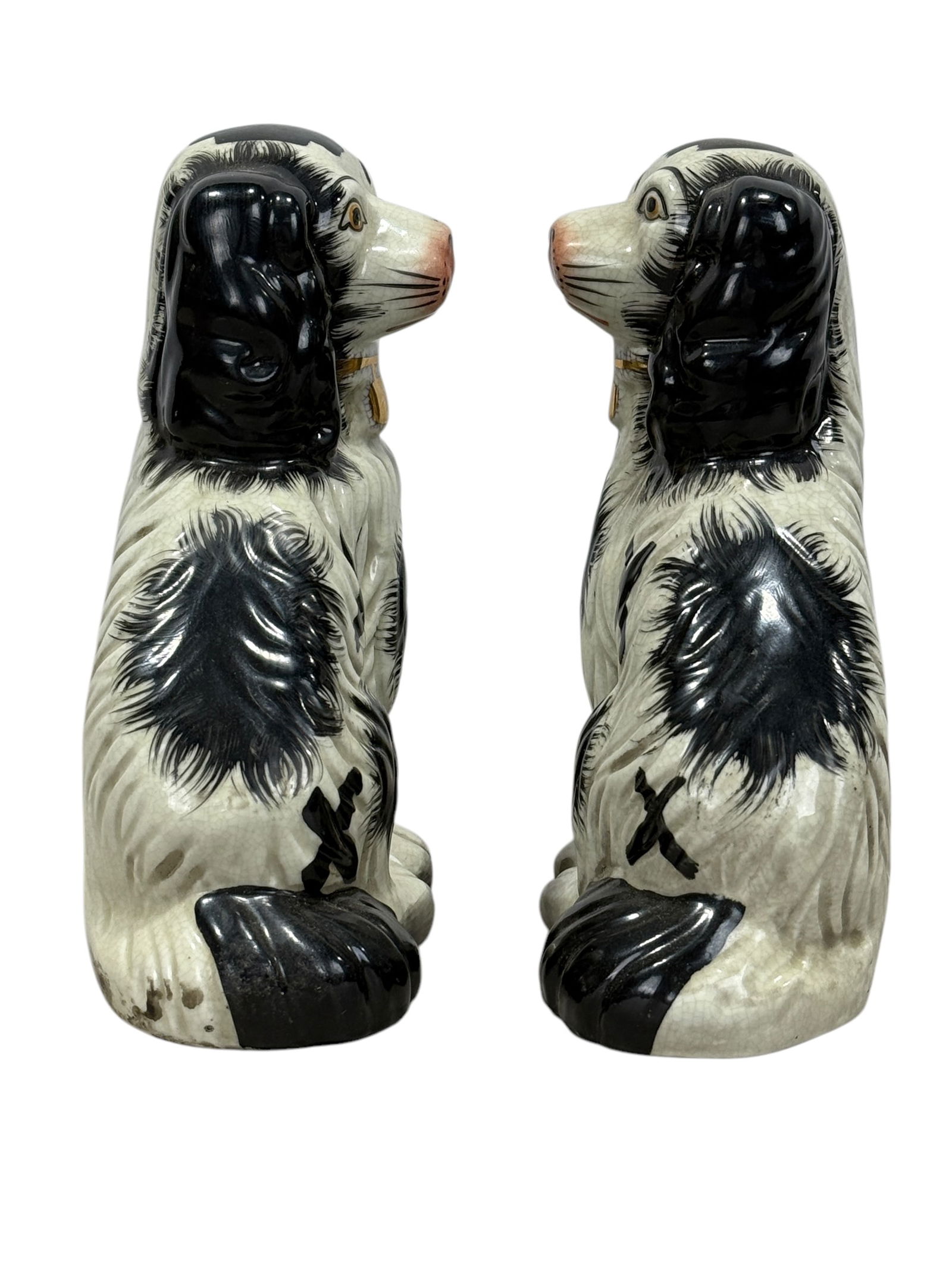 Pair of 1920s Staffordshire Spaniel Dog Figures (1 of 10)