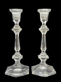 Pair of Crystal Glass Candle Holders